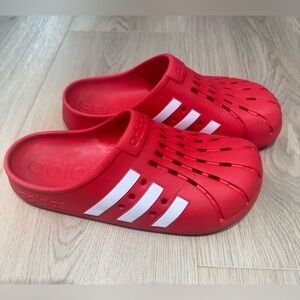 Adidas Adilette Clogs Slide Sandal, Vivid Red / White Unisex M8 W9